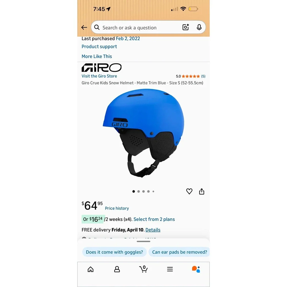 Giro Crue Kids Snow Helmet Matte Blue Youth Size S 52-55.5cm Custom Stickers - Picture 7 of 7